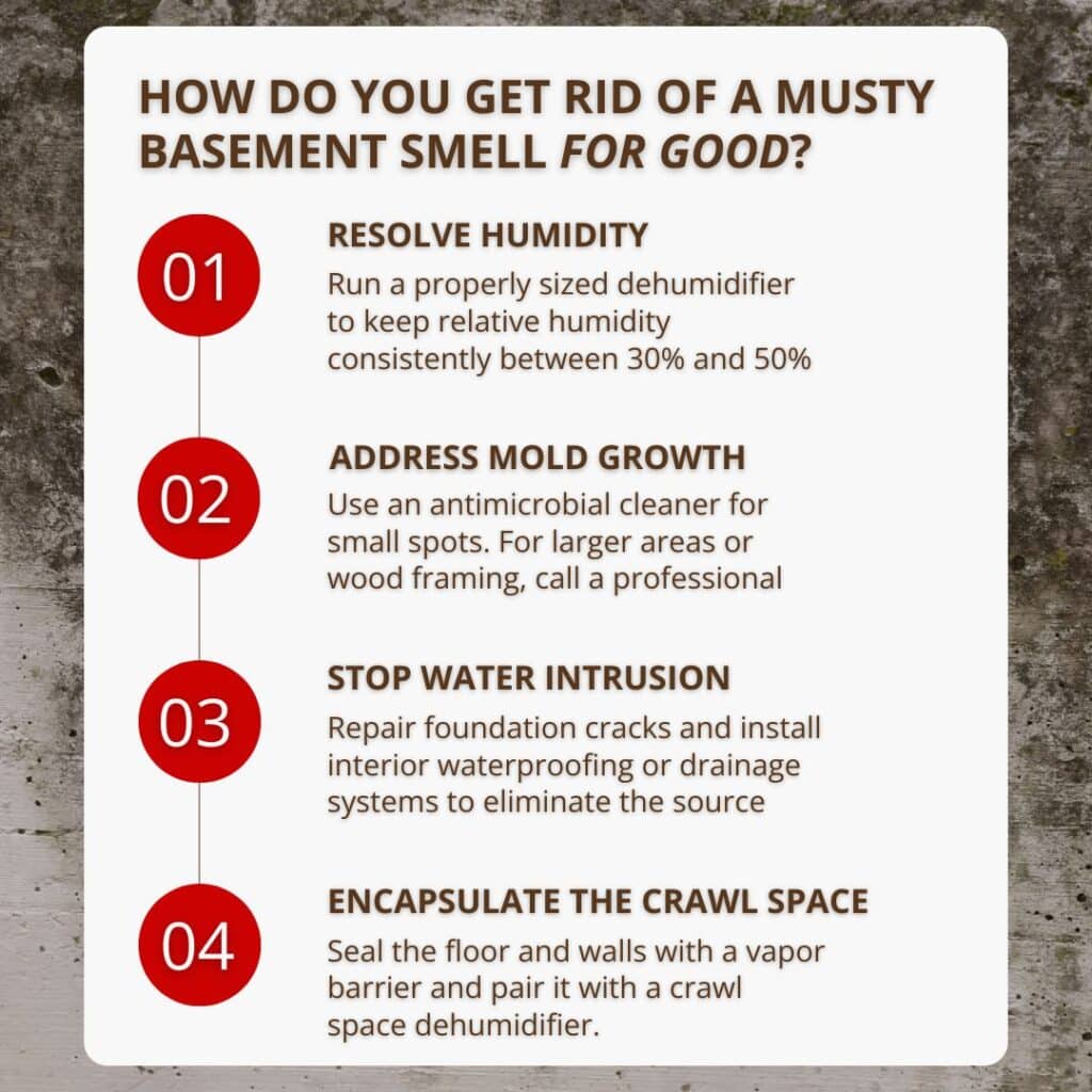 how to get rid of a musty basement smell